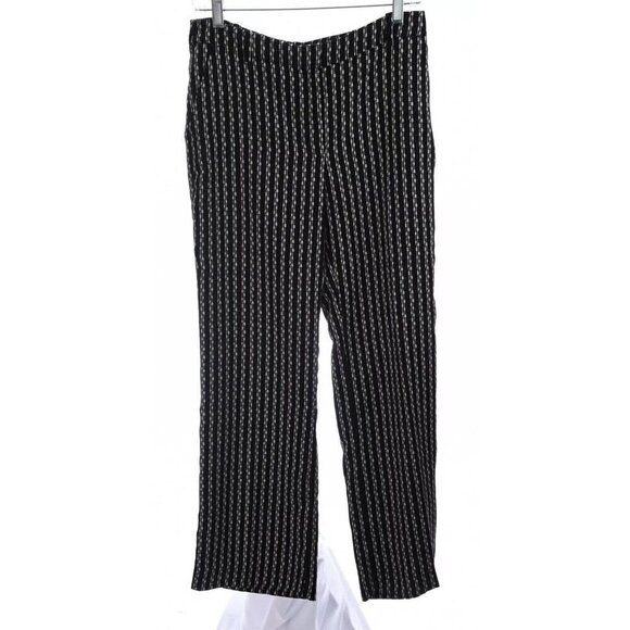 MNG Suit Collection Womens Loose Silky Pants Trousers Striped Black Sz 4 Small - Picture 1 of 7